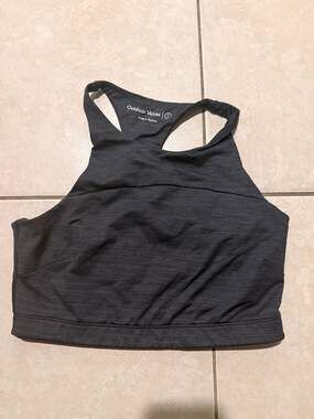 Outdoor Voices TechSweat Crop Top Racerback Sports Bra in Charcoal Gray, Size Sm